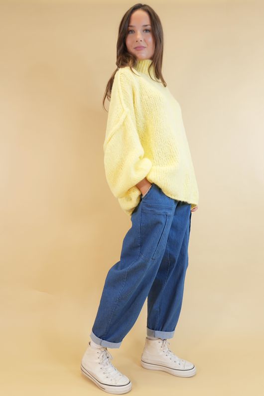 Big Softie Funnel Grunge Knit Lemon